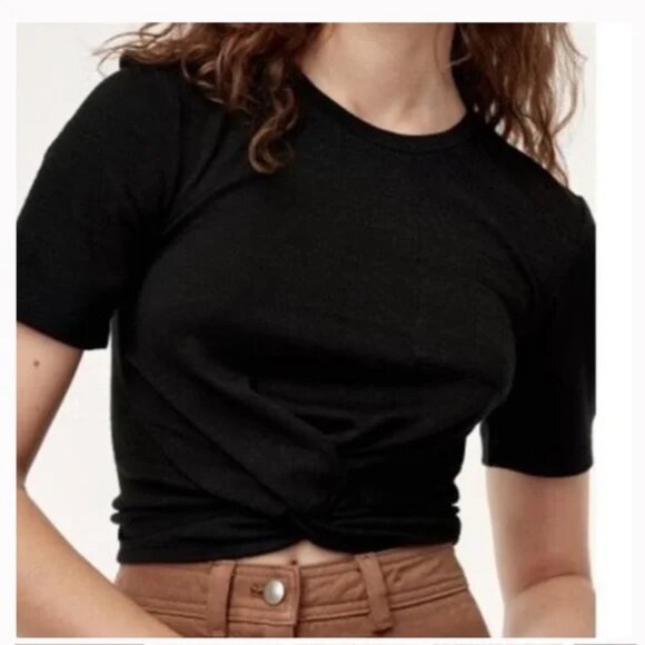 Aritzia Wilfred Free Subah T-shirt with Knot Detail Black Size Small - Picture 3 of 7